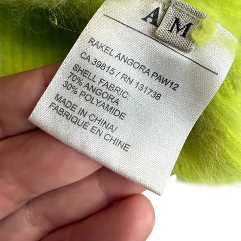 Acne Studios Women's Size M Angora Wool Crewneck Sweater Lime Green Fuzzy Luxury