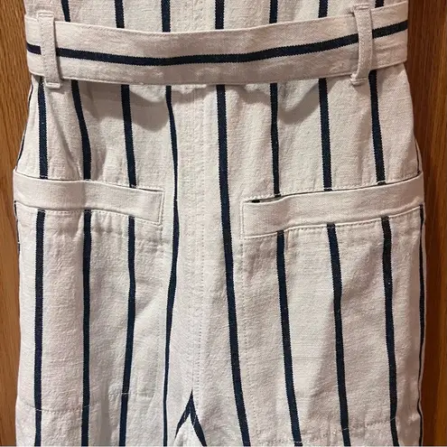 Madewell  Petite Striped Pull-On Sleeveless Linen Jumpsuit in Marta Stripe Sz XXS