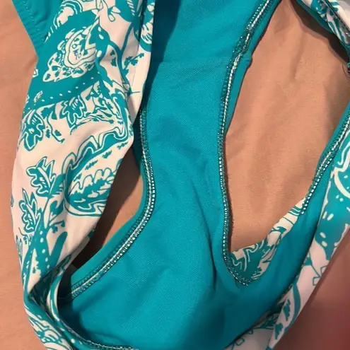 NWT sunsets brand size small turquoise and white paisley print bikini bottom Blue