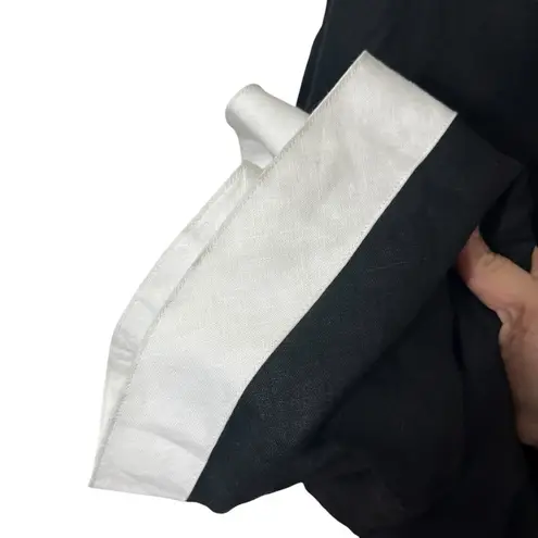 Dissh NWT Carter Black Linen Midi Dress White Trim Square Neck Women’s Size 6