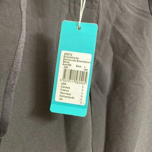 Seafolly black barracuda mid length board shorts, NWT size L