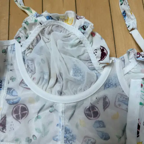 COLSIE Corset Bralette Top Coastal Travel Theme Print Size Small