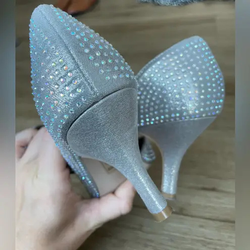 Kurt Geiger Carvela Bejeweled Silver Cut-Out Heel