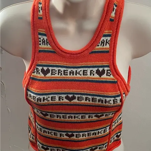 BDG  Urban Outfitters Heart Breaker Orange brown knit cropped vest top, size XS