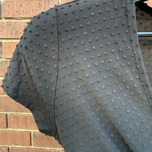 Rolla Coster Faux Wrap Surplice Little Black Dress Swiss Dot Textured Size Small