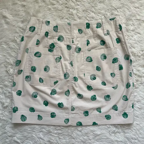 Anthropologie  Maeve Skirt The Colette Mini Shells Seashells Cream Green Sz M