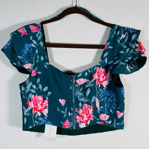 Endless Rose  Floral Crop Top Green Sz Medium NWT