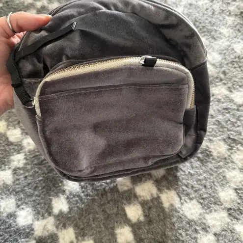 Velvet Mini Backpack Womens Small Gray Black Convertible Straps Purse Bag Casual