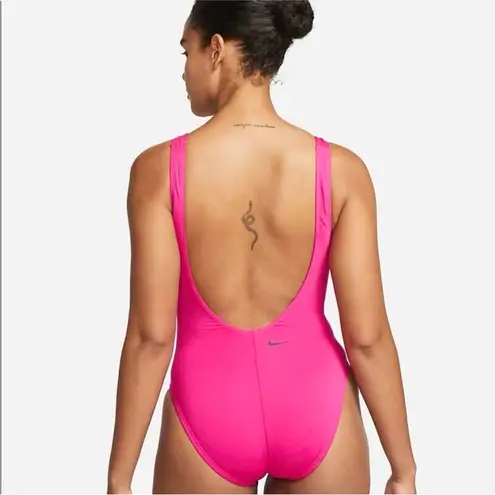 Nike NWOT  Women's Multi Logo U Back One Piece Swimsuit Large Pink