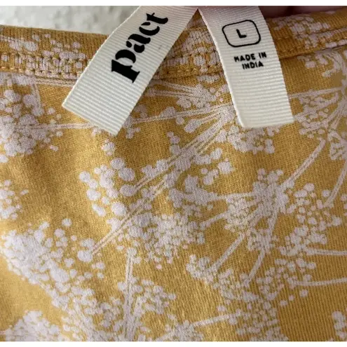 Pact Fit Flare Yellow Midi Floral Organic Cotton Dress L Strappy Casual Pockets Size L