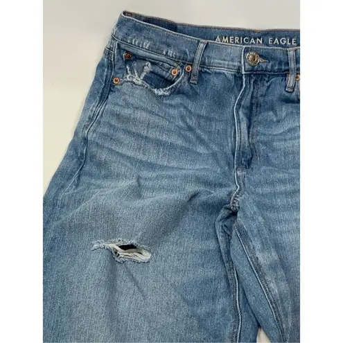 American Eagle  Womens Distressed High-Rise Straight Jeans Light Wash Size 10