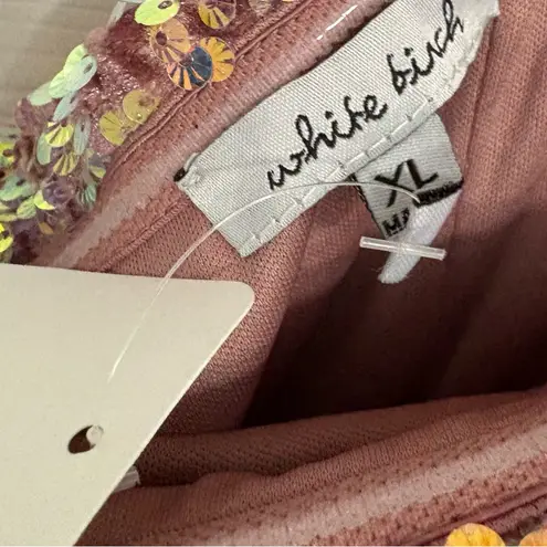 White Birch Pink Sequin Strapless Dress Size XL