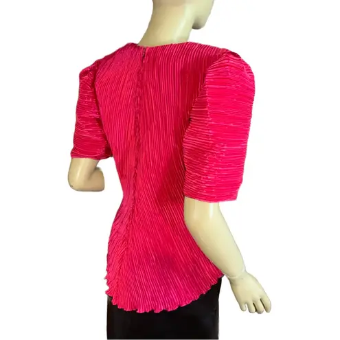 VINTAGE 1980'S KAREN LAWRENCE BY MATTHEW FUCHSIA PINK BOW ACCENT BLOUSE (12)