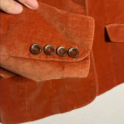 Judith Hart Burnt Orange Rust Velvet Blazer Size 10 Pockets Paisley Liner