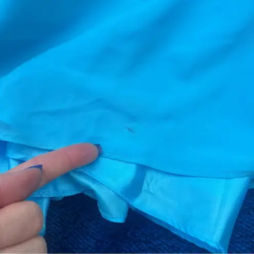 Terani Couture Strapless Prom Dress Blue Silver Embellish flowy chiffon skirt 4