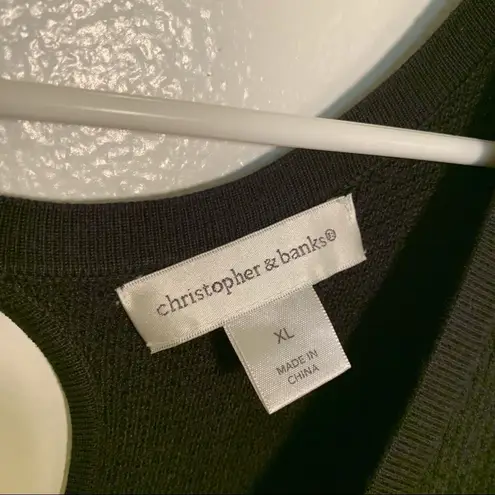 Christopher & Banks Mixed Media Scoop Neck Sweater Black