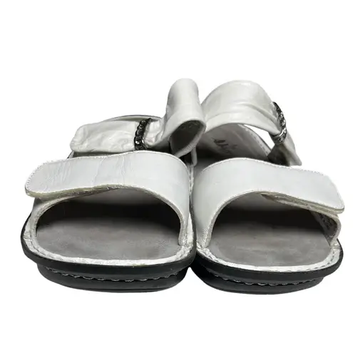 Alegria White Leather Slide Sandals 37 US 7 Comfort Butterfly Sole