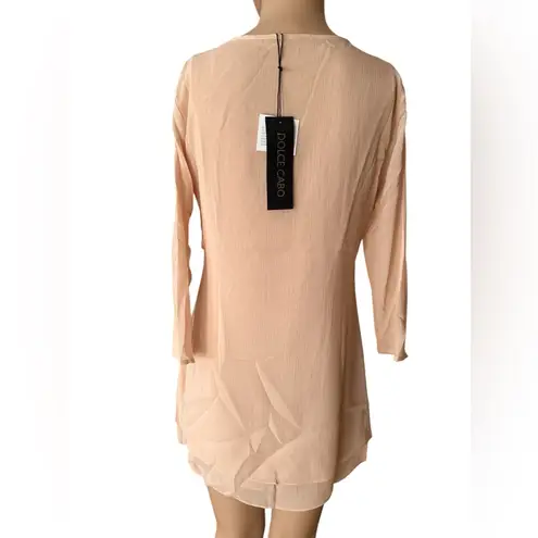 NWT Dolce Cabo Sunburst Beaded Blouse Beige S Brown