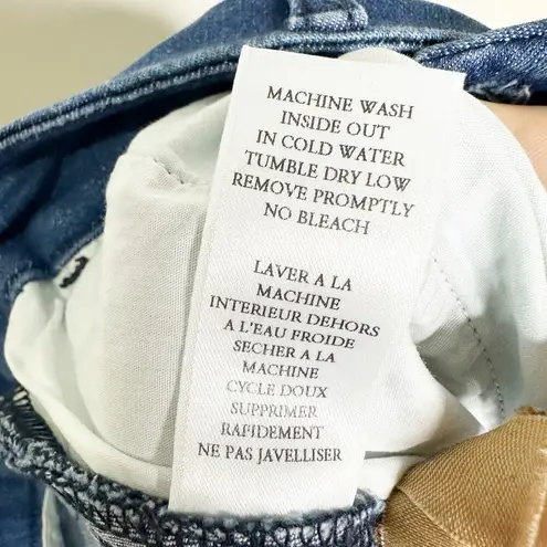 Frank & Eileen Wicklow Jean Ankle Straight Leg Raw Hem Denim Stretch Blue Size 6