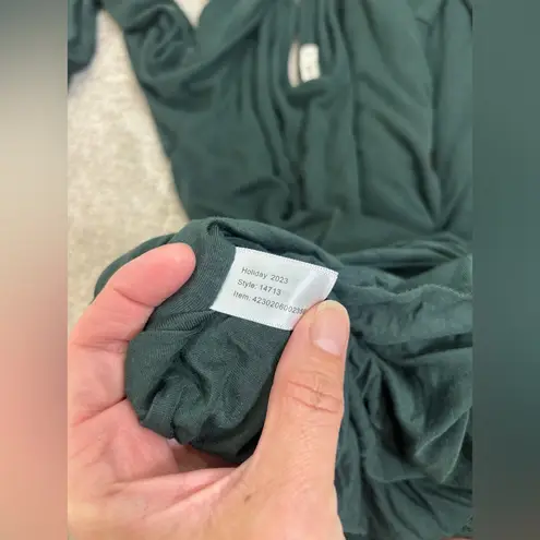 Marine layer Lexi Long Sleeve V-Neck Dress Ribbed Maxi Medium Green Gables