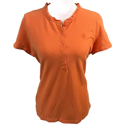 POLO JEANS COMPANY RALPH LAUREN MFG ORANGE COTTON LOGO WOMENS SHIRT LARGE