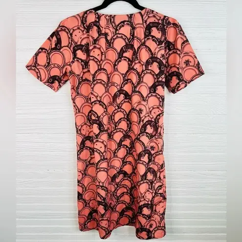 Pankaj & Nidhi for Koovs Plate Pattern Short Sleeve Shift Dress Size Small Pink