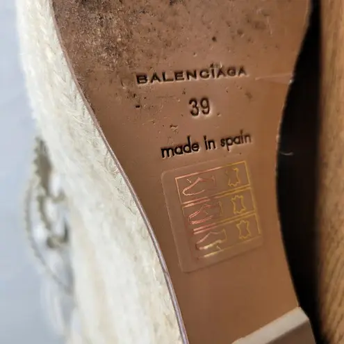 Balenciaga Womens Arena Wedge Sandals 39 US 9 White Strappy Espadrille Platform