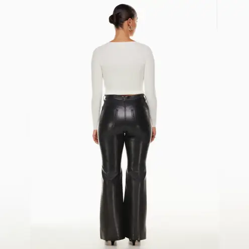 Wilfred Aritzia The Melina Flare Vegan Leather High-Rise Pants in Black Size 2