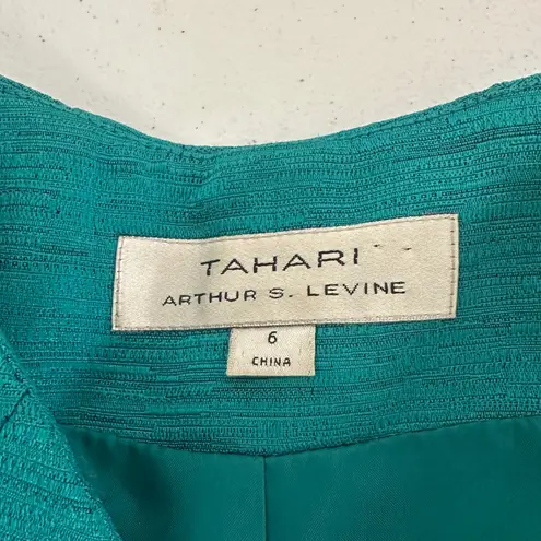 Tahari Arthur S. Levine Teal Green Button Front Blazer Womens 6 Classic Career