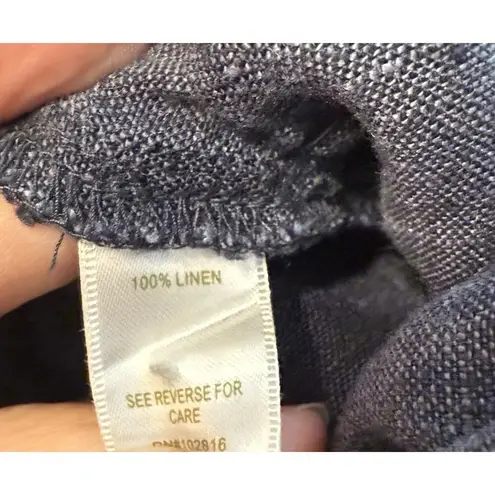 Garnet Hill Linen Pants Size 8 Blue Capri Casual Beach Coastal Closet Staple