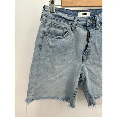 JBD Bermuda Jean Shorts Women Size 2 Cut Off Light Wash High Rise Denim Blue