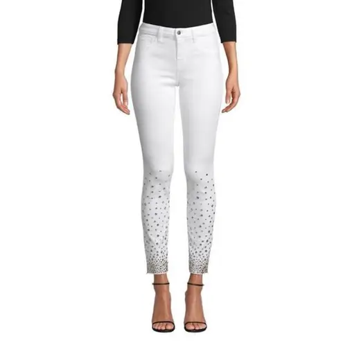 L'Agence NWT L’Agence Tilly Cropped Rhinestone Skinny Jeans in Blanc