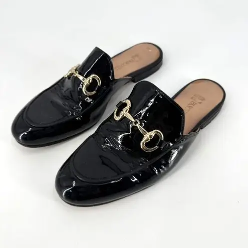Pascucci Black Patent leather horse bit mules loafers Italy size 37.5 Slides