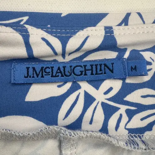 J. McLaughlin Newport Capri Pants Blue White Tropical Monstera Size M