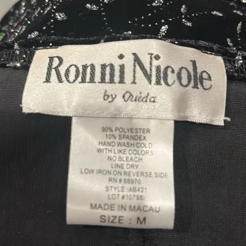 Ronni Nicole by Orida Black Silver Glitter Shimmering Lined Sleeveless Top Sz M