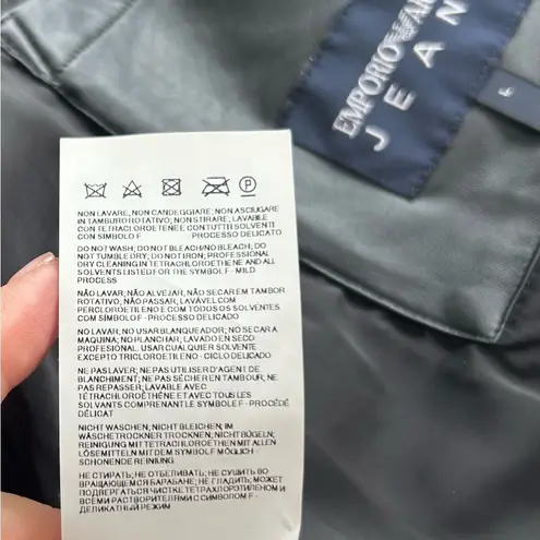 Emporio Armani Jeans Womens Black Hooded Duck Down Puffer Coat Jacket Size Large