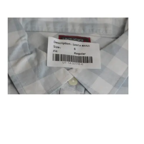NWT UNTUCKit Santa Marzi Plaid Long Sleeve Button Down Shirt Size 6
