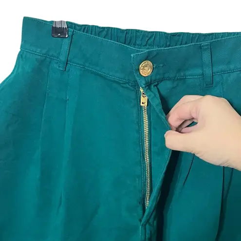 Big Bud Press Trousers Women’s Petite Small Green High Rise Relaxed Fit Cotton Size 26