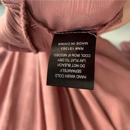 Current Air Cecile Smocked Mini Dress Embossed Floral Mauve Pink Sz Medium