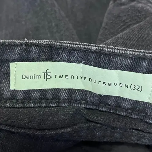 Denim TwentyFourSeven Lace Up Distressed Cut Off Mini Denim Jean Skirt Size 32 Black