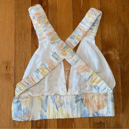 Abercrombie & Fitch  Cropped Scrunchie Top Floral Linen size Small