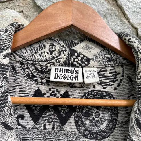 Vintage 90s Woven Tapestry Geometric Patterned Jacket Black Size M