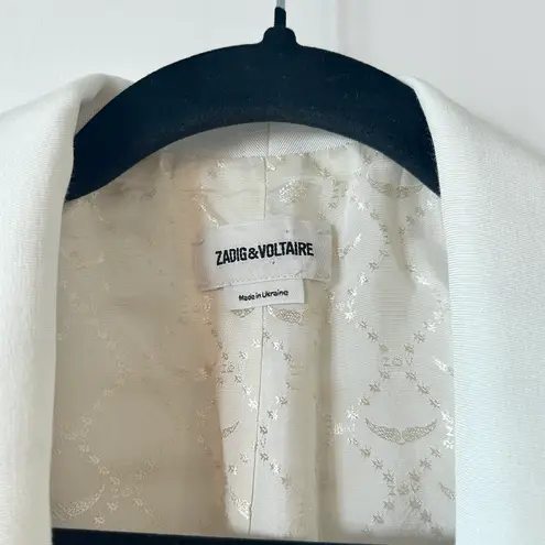 Zadig & Voltaire Verdun Jac Star White & Gold Blazer Tuxedo Jacket Size 36