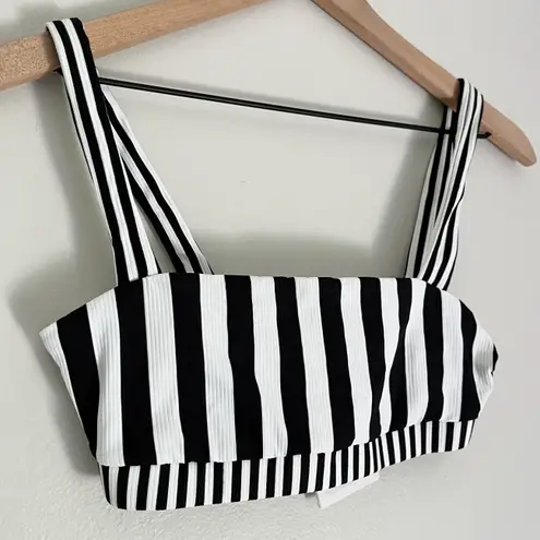 ONIA Women's Zoe Bikini Swim Top in Black and White Stripes Size Medium NWT