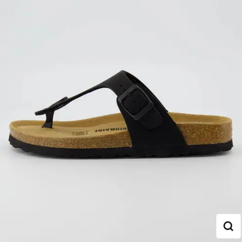 Cushionare Cushionaire Leah Cork Footbrd Thong Sandals in Black