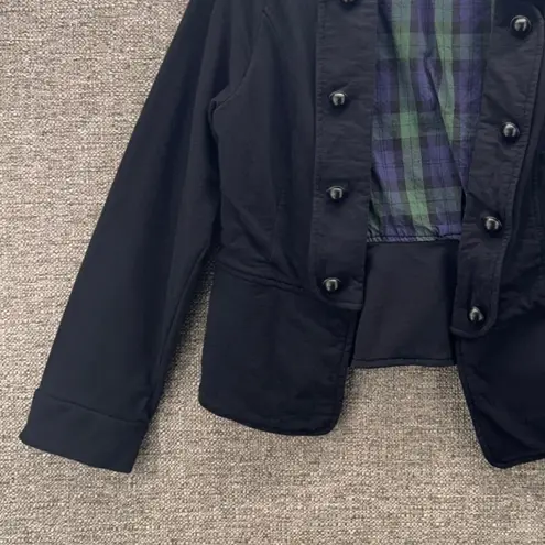 Soft Surroundings Womens Cropped Blazer Size L Jacket Black Cotton Professional