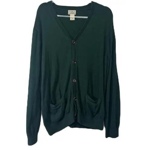 L.L.Bean Hunter Green Cardigan Sweater Size XL Reg