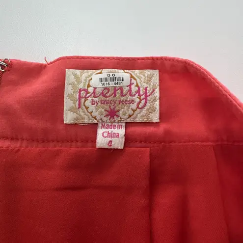 Plenty by Tracy Reese Skirt Womens 4 Eyelet Embroidered Lace Pencil Curved Hem Red