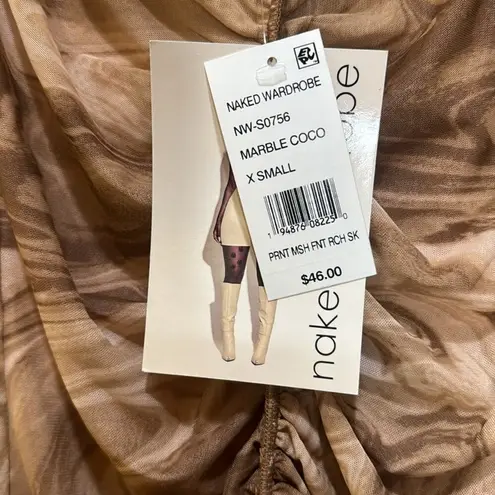 Naked Wardrobe Mesh Front Ruched Skirt - Marble Coco Size XS