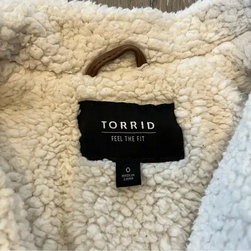 Torrid  Cognac Faux Leather Sherpa Lined Moto Jacket Women’s Plus Size 0X